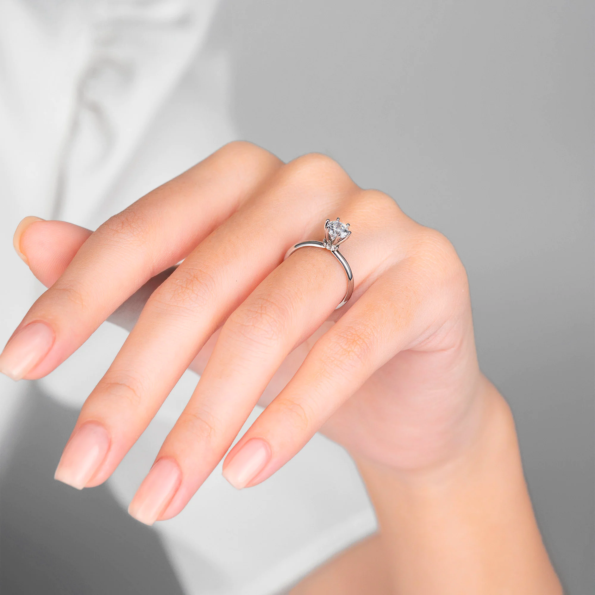 Solitaire Engagement Ring With Diamond Bezel Setting NCH1303 6